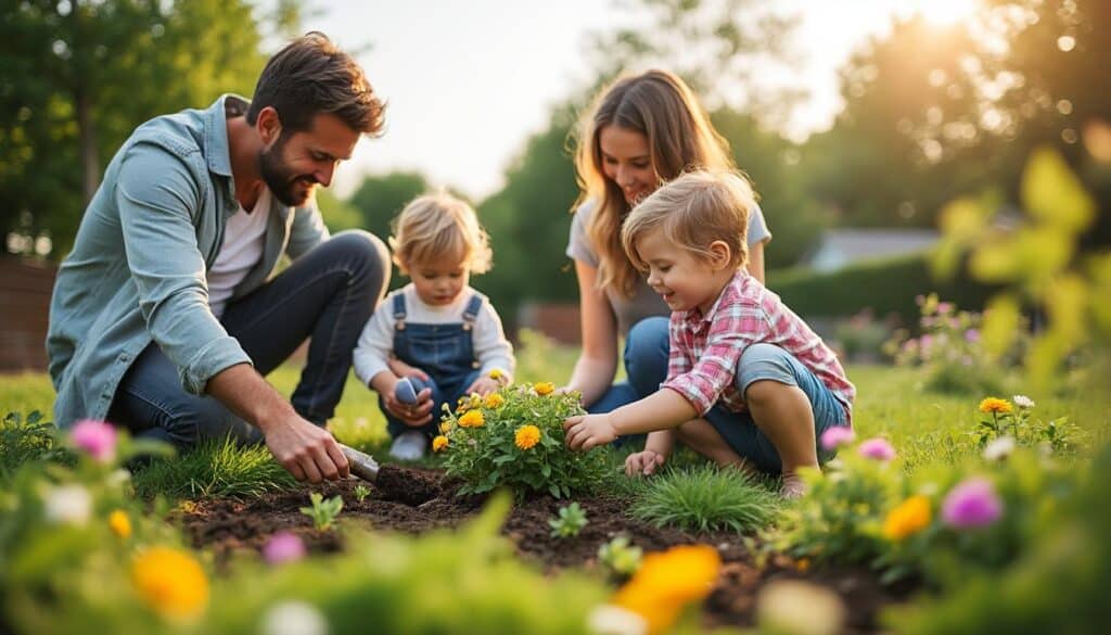 Création d’un massif sur pelouse pour un jardin familial réussi