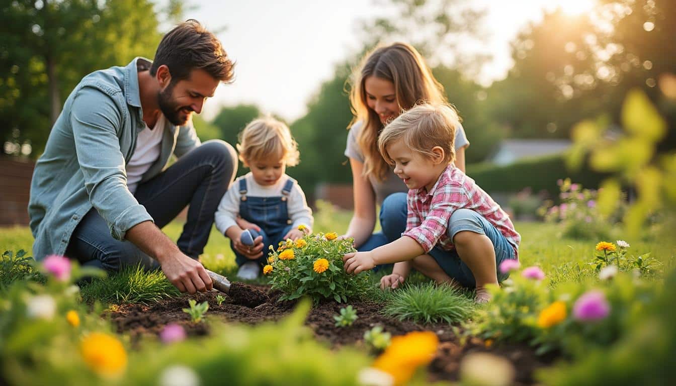Création d’un massif sur pelouse pour un jardin familial réussi