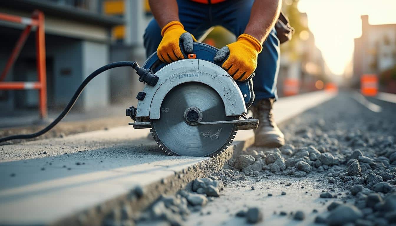 Illustration: Comment fonctionne la scie circulaire pour béton et quels sont ses composants essentiels ?