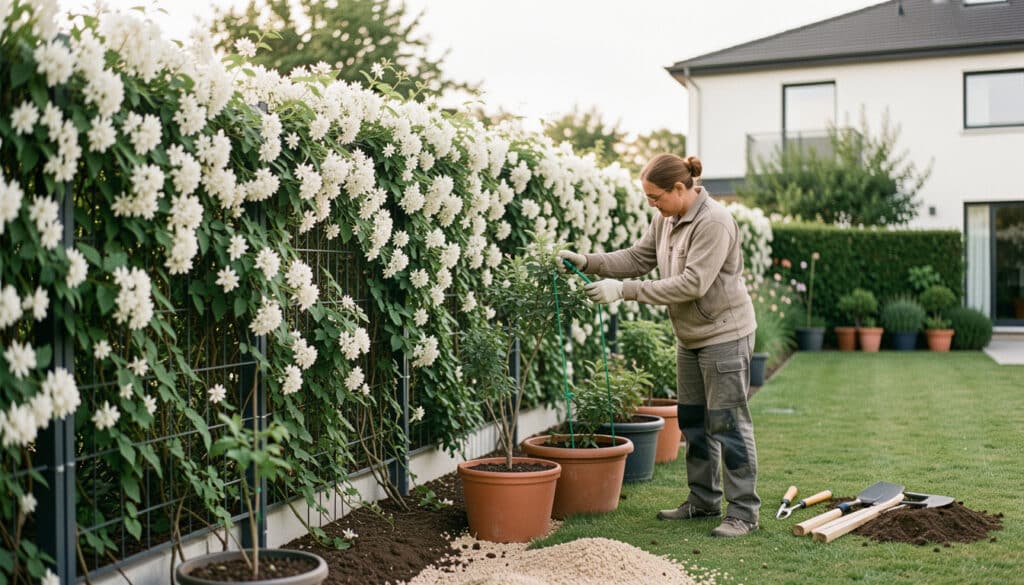 Clôture végétalisée au jardin : plantes, pose et coût